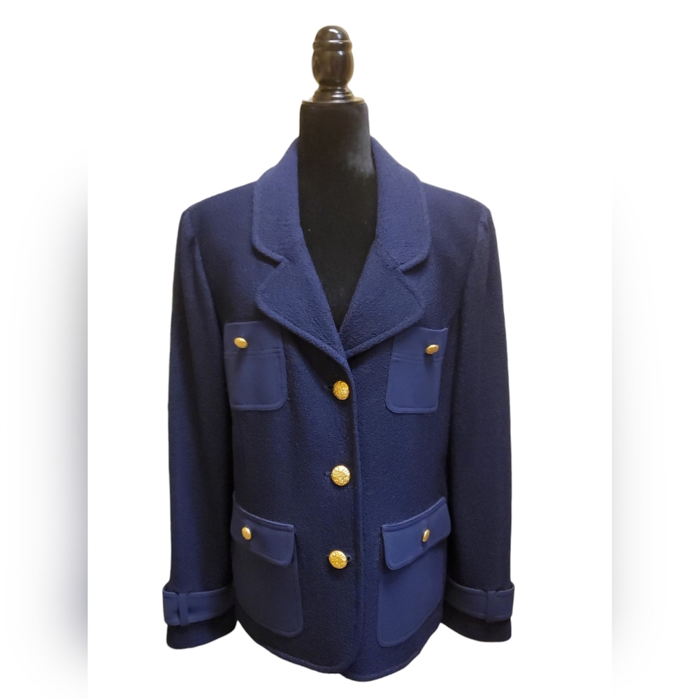Saint John Dark Blue  Sweater / Jacket With Gold Buttons